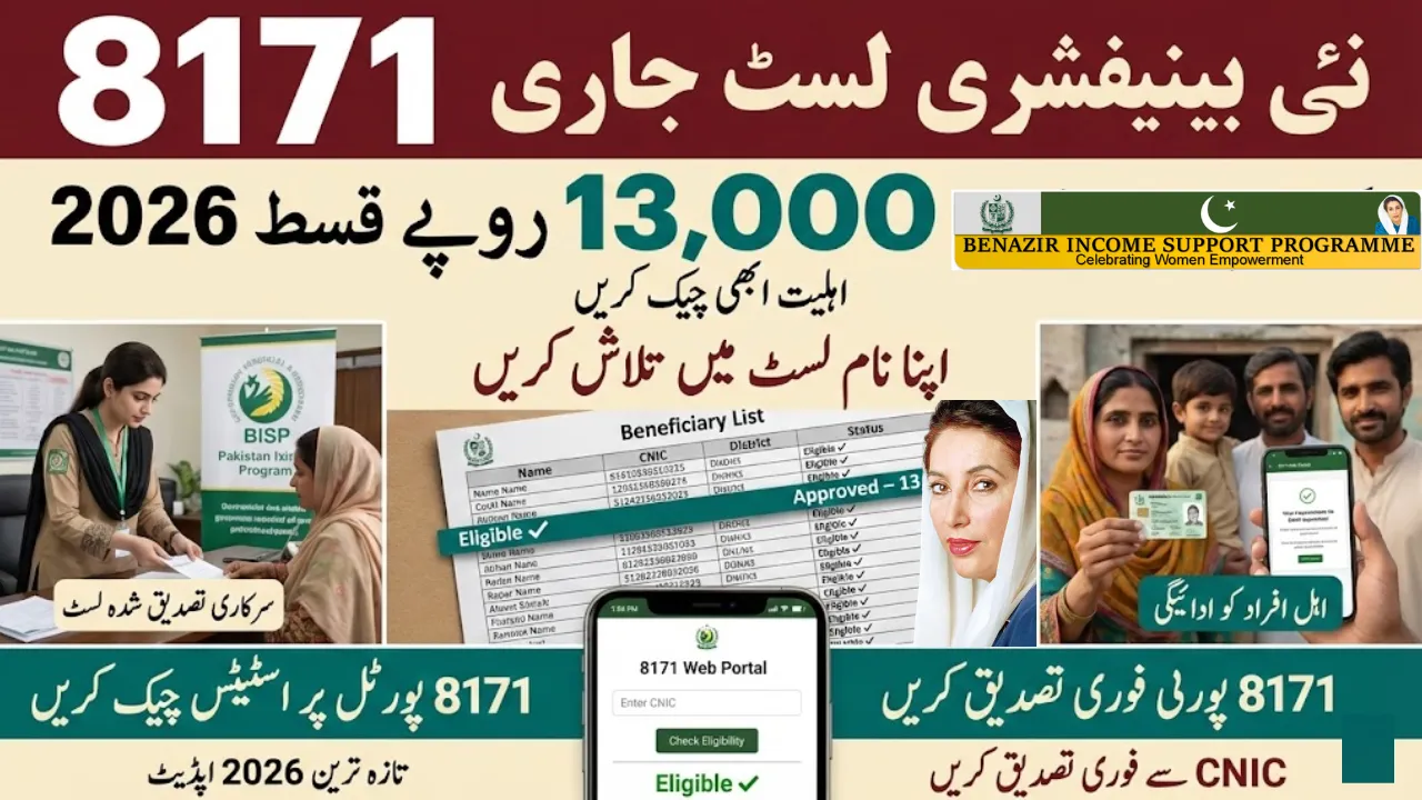 BISP 8171 Web Portal 2026 New Rs13000 Beneficiary List Released Check Eligibility