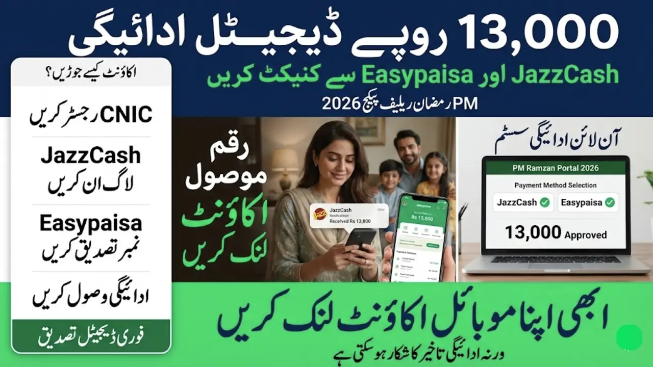 How to Connect JazzCash and Easypaisa with PM Ramzan Relief Package Rs13,000 Payment